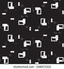 Abstract grunge grid stripe halftone background pattern. Black and white line vector illustration