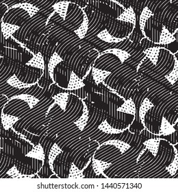 Abstract grunge grid stripe halftone background pattern. Black and white line vector illustration