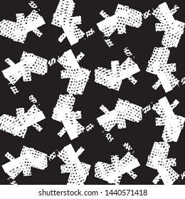 Abstract grunge grid stripe halftone background pattern. Black and white line vector illustration