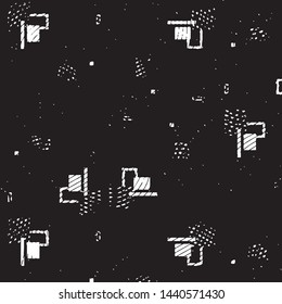 Abstract grunge grid stripe halftone background pattern. Black and white line vector illustration