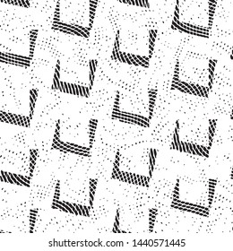 Abstract grunge grid stripe halftone background pattern. Black and white line vector illustration