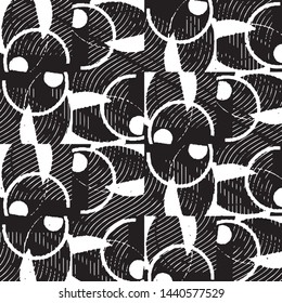 Abstract grunge grid stripe halftone background pattern. Black and white line vector illustration