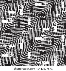 Abstract grunge grid stripe halftone background pattern. Black and white line vector illustration