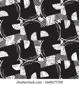 Abstract grunge grid stripe halftone background pattern. Black and white line vector illustration