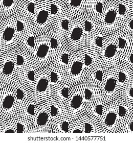 Abstract grunge grid stripe halftone background pattern. Black and white line vector illustration