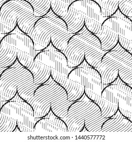 Abstract grunge grid stripe halftone background pattern. Black and white line vector illustration