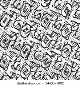 Abstract grunge grid stripe halftone background pattern. Black and white line vector illustration