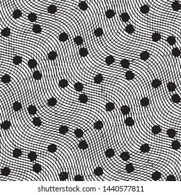 Abstract grunge grid stripe halftone background pattern. Black and white line vector illustration