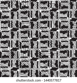 Abstract grunge grid stripe halftone background pattern. Black and white line vector illustration