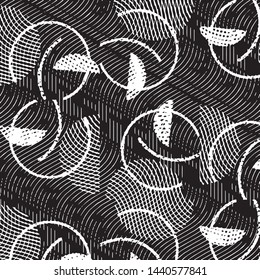 Abstract grunge grid stripe halftone background pattern. Black and white line vector illustration