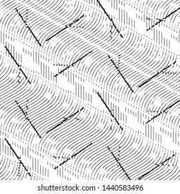 Abstract grunge grid stripe halftone background pattern. Black and white line vector illustration