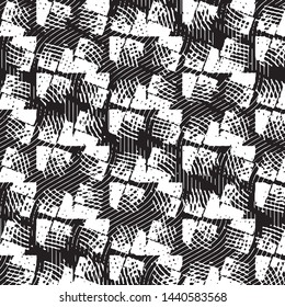 Abstract grunge grid stripe halftone background pattern. Black and white line vector illustration