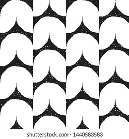 Abstract grunge grid stripe halftone background pattern. Black and white line vector illustration