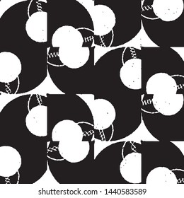 Abstract grunge grid stripe halftone background pattern. Black and white line vector illustration