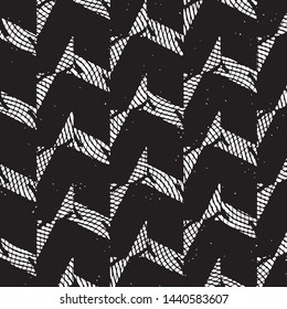 Abstract grunge grid stripe halftone background pattern. Black and white line vector illustration