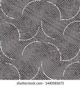 Abstract grunge grid stripe halftone background pattern. Black and white line vector illustration