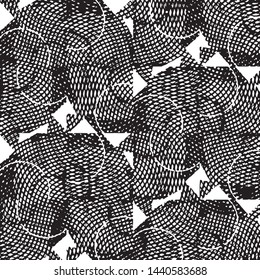 Abstract grunge grid stripe halftone background pattern. Black and white line vector illustration