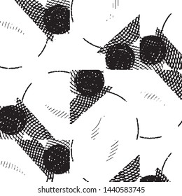 Abstract grunge grid stripe halftone background pattern. Black and white line vector illustration