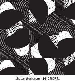 Abstract grunge grid stripe halftone background pattern. Black and white line vector illustration