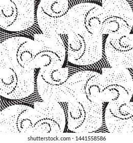 Abstract grunge grid stripe halftone background pattern. Black and white line vector illustration