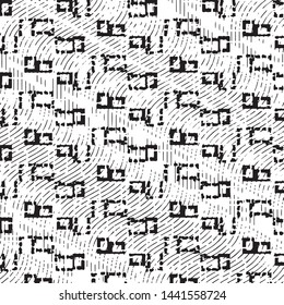 Abstract grunge grid stripe halftone background pattern. Black and white line vector illustration
