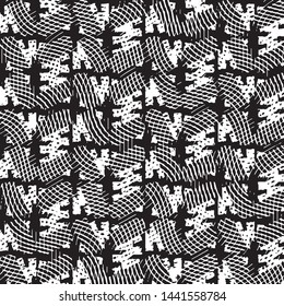 Abstract grunge grid stripe halftone background pattern. Black and white line vector illustration