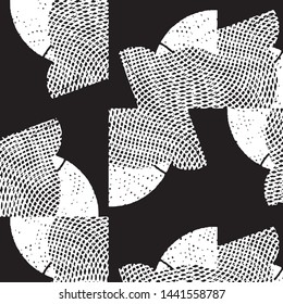 Abstract grunge grid stripe halftone background pattern. Black and white line vector illustration