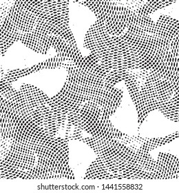 Abstract grunge grid stripe halftone background pattern. Black and white line vector illustration