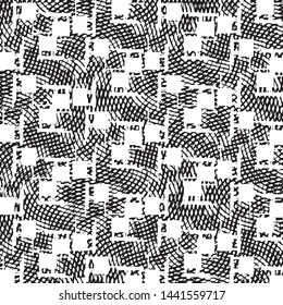 Abstract grunge grid stripe halftone background pattern. Black and white line vector illustration