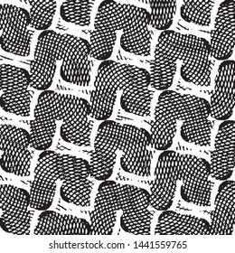 Abstract grunge grid stripe halftone background pattern. Black and white line vector illustration