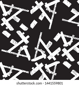 Abstract grunge grid stripe halftone background pattern. Black and white line vector illustration
