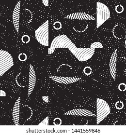 Abstract grunge grid stripe halftone background pattern. Black and white line vector illustration