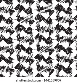 Abstract grunge grid stripe halftone background pattern. Black and white line vector illustration