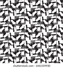 Abstract grunge grid stripe halftone background pattern. Black and white line vector illustration