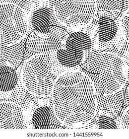 Abstract grunge grid stripe halftone background pattern. Black and white line vector illustration
