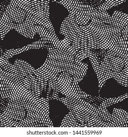 Abstract grunge grid stripe halftone background pattern. Black and white line vector illustration