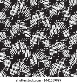 Abstract grunge grid stripe halftone background pattern. Black and white line vector illustration