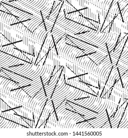 Abstract grunge grid stripe halftone background pattern. Black and white line vector illustration