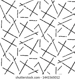 Abstract grunge grid stripe halftone background pattern. Black and white line vector illustration