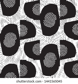 Abstract grunge grid stripe halftone background pattern. Black and white line vector illustration
