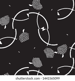 Abstract grunge grid stripe halftone background pattern. Black and white line vector illustration