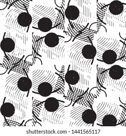 Abstract grunge grid stripe halftone background pattern. Black and white line vector illustration