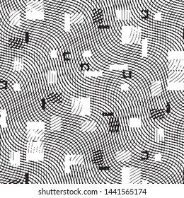 Abstract grunge grid stripe halftone background pattern. Black and white line vector illustration