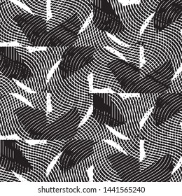 Abstract grunge grid stripe halftone background pattern. Black and white line vector illustration