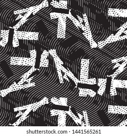 Abstract grunge grid stripe halftone background pattern. Black and white line vector illustration