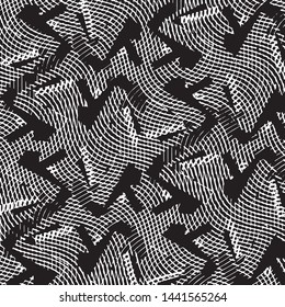 Abstract grunge grid stripe halftone background pattern. Black and white line vector illustration