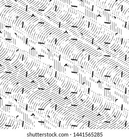 Abstract grunge grid stripe halftone background pattern. Black and white line vector illustration
