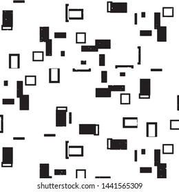 Abstract grunge grid stripe halftone background pattern. Black and white line vector illustration