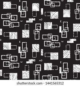 Abstract grunge grid stripe halftone background pattern. Black and white line vector illustration