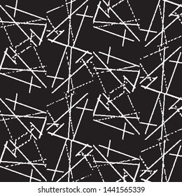Abstract grunge grid stripe halftone background pattern. Black and white line vector illustration